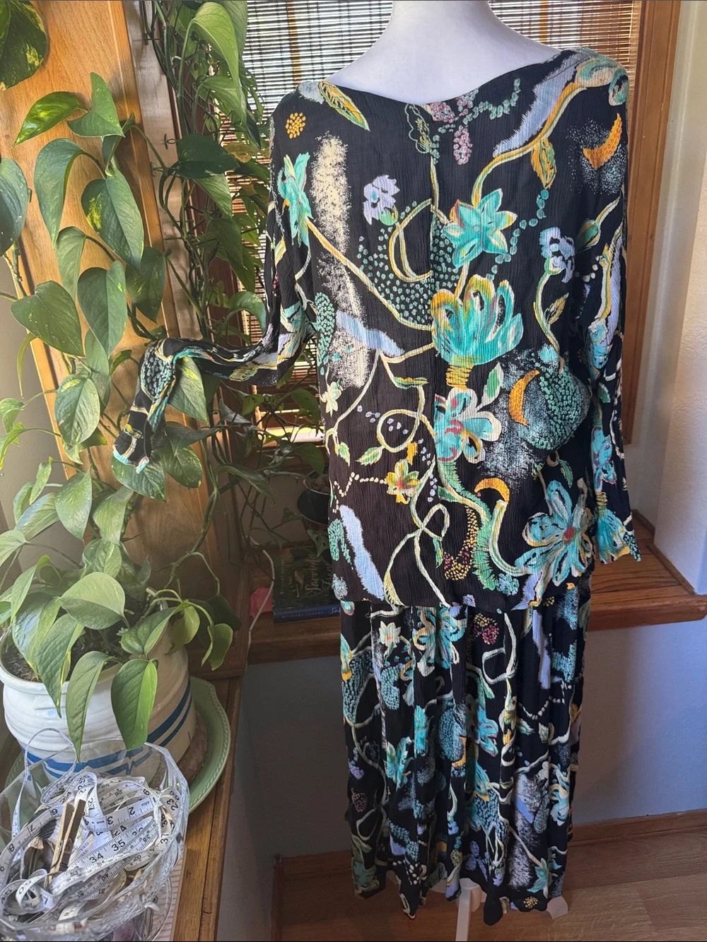 90’s Lotus Boho Floral Rayon Crop Top & Maxi Skirt Set Whimsy Romantic witchy